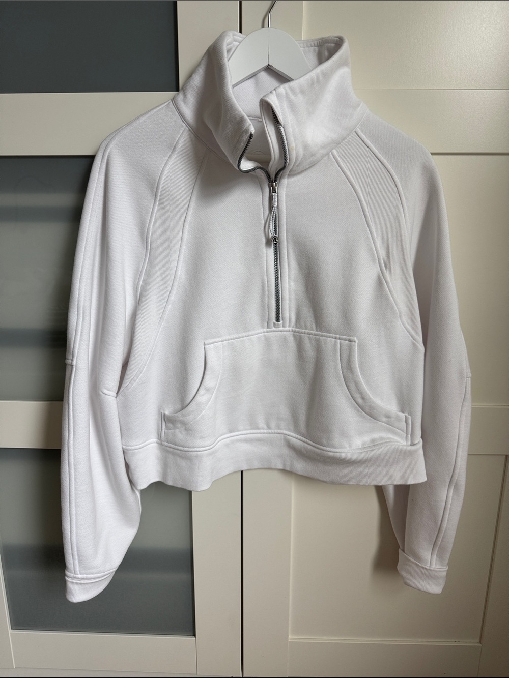 lululemon athletica White Cropped Half-Zip Funnel Sweatshirt